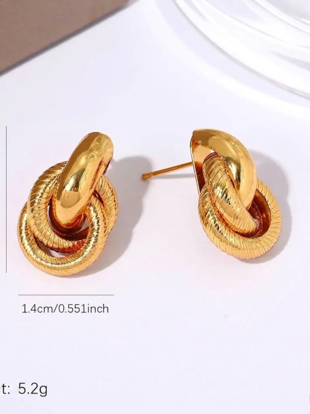 18k Gold chunky Knot Stud Earrings - Elegant Women’s Fashion Jewelry